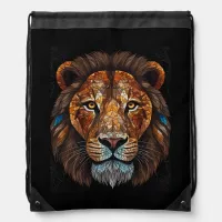 Lions head with mosaic stained glass effect drawstring bag