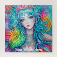 Rainbow Garden Neon Psychedelic  Jigsaw Puzzle