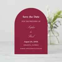 Elegant Burgundy Arch Save the Date