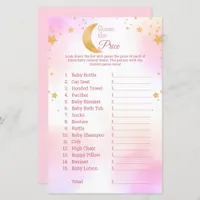 Guess the Price Moon Stars Pink Baby Shower Game