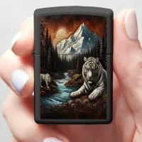 White Tigers By The River Zippo Lighter