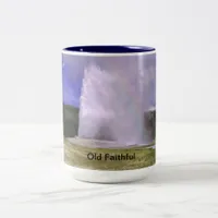 Old Faithful in Yellowstone National Park Two-Tone Coffee Mug