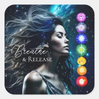 Breathe and Release | Beautiful Ethereal Woman Square Sticker