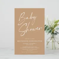 Budget Earth Tones Minimalist Script Baby Shower