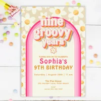 Nine Groovy Years Daisy Rainbow Birthday Invitatio Invitation