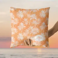 Hawaiian Palm Tree Silhouette Pattern Tacao ID1093 Throw Pillow