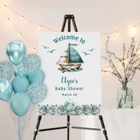 "Oh, Baby" Nautical Welcome Sign Blue Easel Design