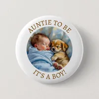 Auntie to Be | Boy's Baby Shower Button