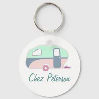 Personalized Retro Art Caravan Owner's Keychains