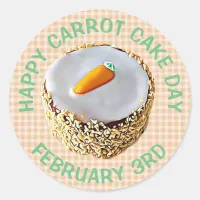 National Carrot Cake Day February 3rd Holiday Classic Round Sticker