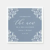 Elegant Dusty Blue Vintage Classic Wedding Napkins