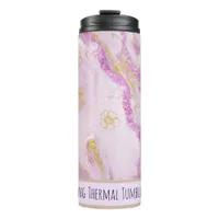 *~* Pink Glitter SWAG Marble QR Thermal Tumbler