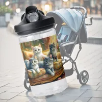 Cats on the sofa - cute scene in vintage look water bottle