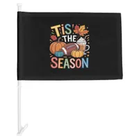Fall Football Autumn Pumpkin Coffee Lover Car Flag