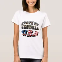 State of Georgia and USA Flag Text T-Shirt