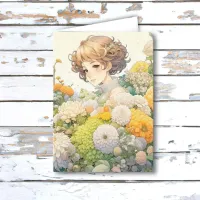 Anime Girl in Yellow Flowers