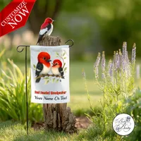 Feisty Red-headed Woodpecker Garden Flag