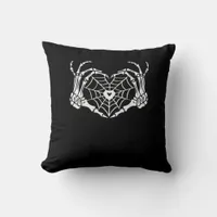 Skeleton Hand Heart Spiderweb Halloween Cobweb Throw Pillow
