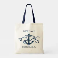 Custom Boat Name Nautical Anchor Tote Bag