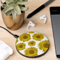 Yellow Scattered Sunflowers Wireless Charger