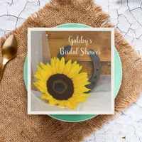 Sunflower Horseshoe Country Western Bridal Shower Paper Napkins