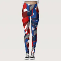 American Flag Stars Abstract Pattern Leggings