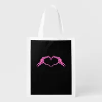 Skeleton Hands Heart Sign Retro Halloween Grocery Bag