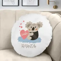 Cute Koala Cuddles ID386 Round Pillow