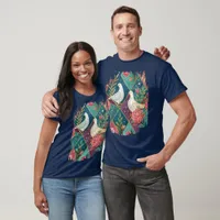 Elegant Doves Pink Floral & Gold Geometric Unisex T-Shirt
