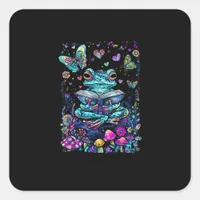 Frog Aesthetic Cottagecore Goblincore Reading Square Sticker