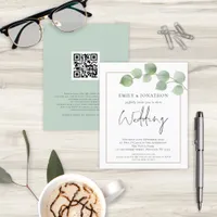 BUDGET Eucalyptus QR Code Wedding Invitation