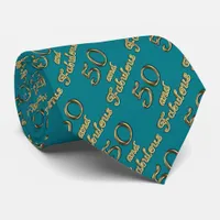 50 and Fabulous Birthday Gold Typography 50th Age Neck Tie