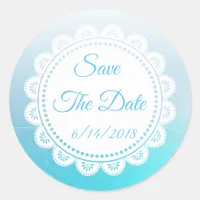 Save the Date Aqua Blue Wedding Sticker