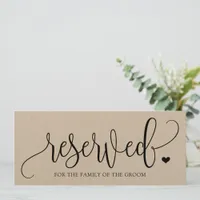 Wedding Hanging Reserved Sign - Rustic Kraft Black