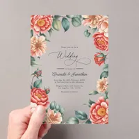 Coral Rose, Apricot Blush, and Soft Mint Wedding Acrylic Invitations