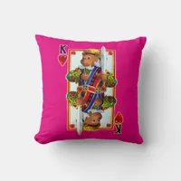 Teddy Bear King of Hearts Throw Pillow