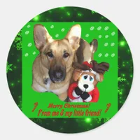 Merry Christmas German Shepherd Round Sticker