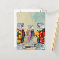 Funny icecube clowns unique and colorful  postcard