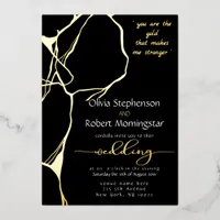Stunning Black and Gold Kintsugi Foil Invitation
