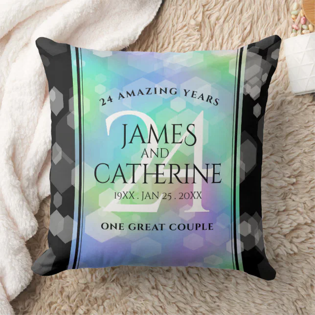 Elegant 24th Opal Wedding Anniversary Celebration Throw Pillow