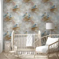 Vintage Books and Bluebirds  Wallpaper