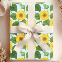 Rustic Country Yellow Sunflower Floral Wrapping Paper