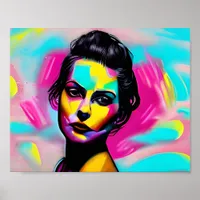Fierce Woman Graffiti Art Colorful AI Generated Poster