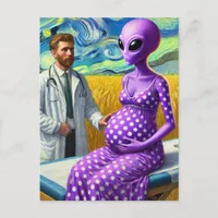 Pregnant Alien in a Wheat Field Dr. Van Gogh Postcard