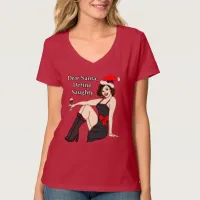 Dear Santa, Define Naughty, Retro Pinup Girl   T-Shirt