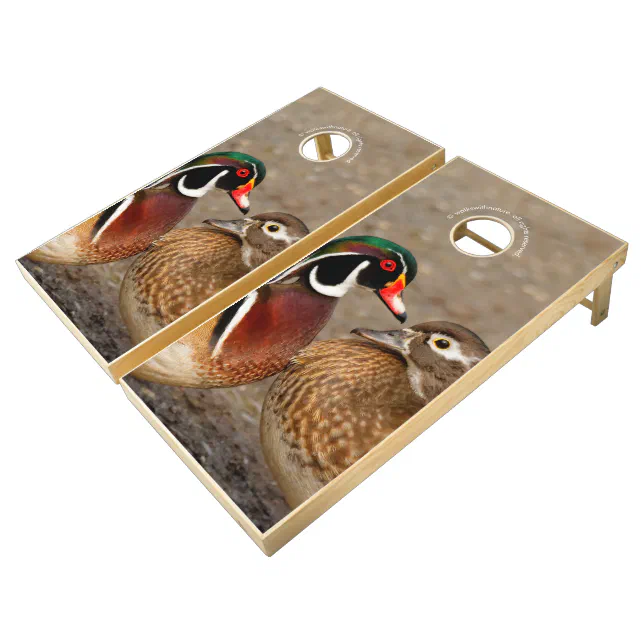 Beautiful Touching Moment Between Wood Ducks Cornhole Set