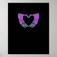 Heart Skeleton Hands Halloween Pastel Goth Eyeball Poster