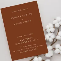 Rustic Terracotta Boho Burnt Orange Wedding Invitation