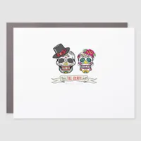 Skull Wedding Bride and Groom Till Death Print Car Magnet