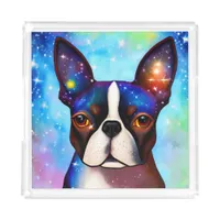 Cosmic Boston Terrier Acrylic Tray